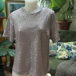 Monteau Silver Sequin Sparkle Top